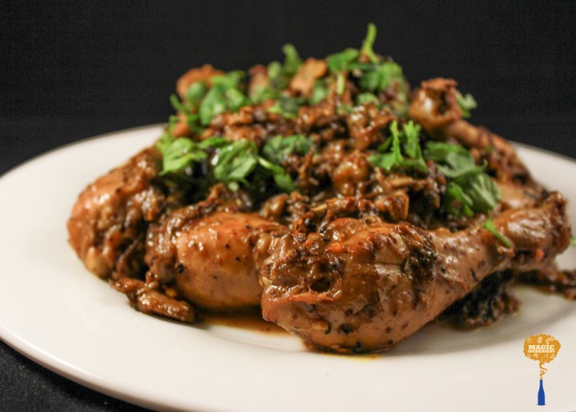 photo of chicken with banana blossom