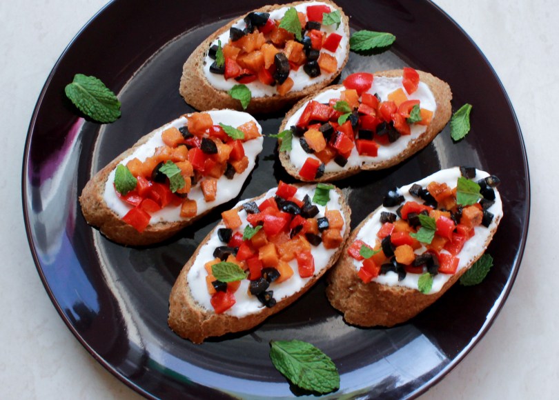 photo of Roasted pumpkin and bell pepper bruschetta