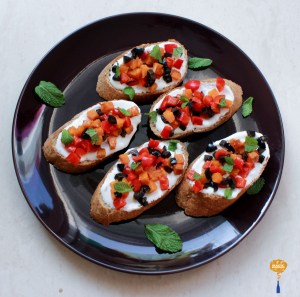 photo of Roasted pumpkin and bell pepper bruschetta