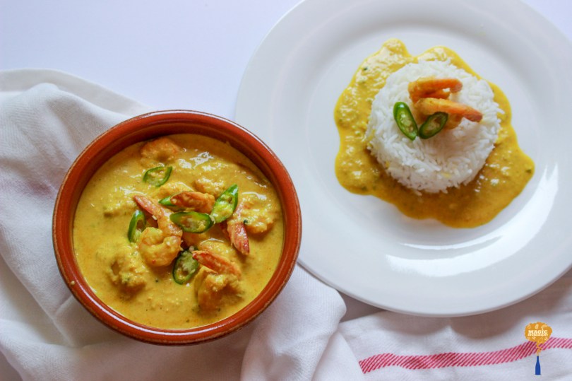 photo of Shrimps in a light coconut gravy served with Basmati Rice