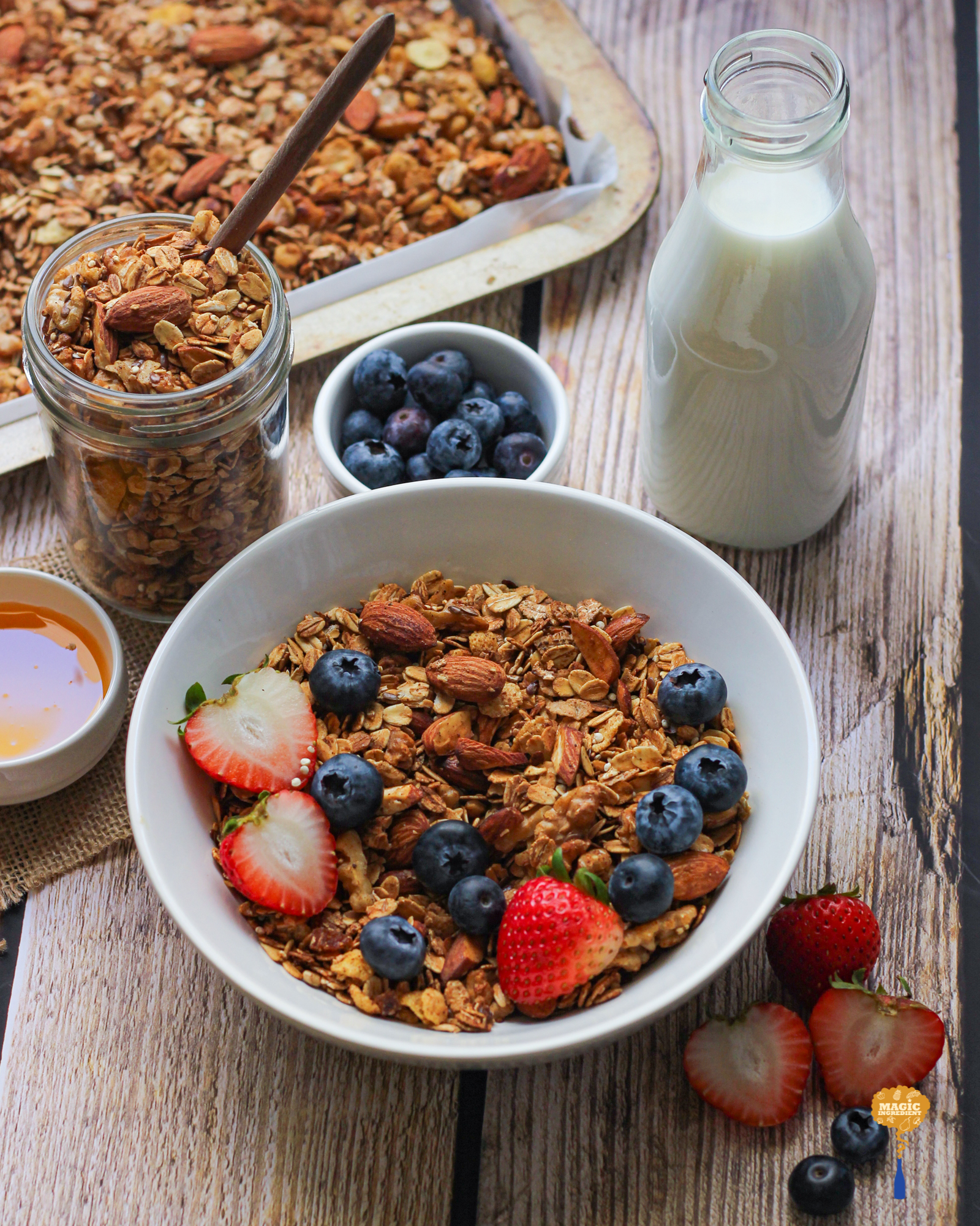 photo of Honey cinnamon granola with quinoa and flaxseeds