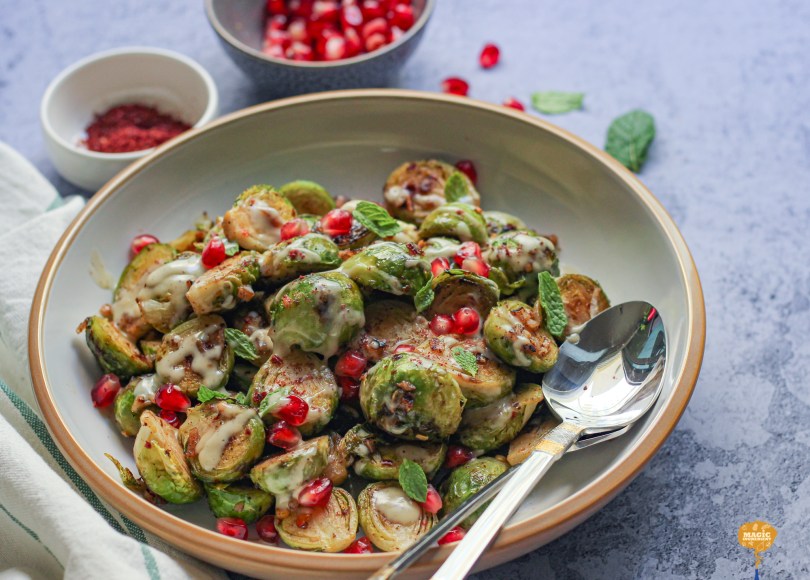photo of Sumac roasted Brussels sprouts with tahini dressing