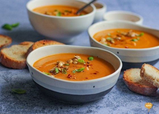 Photo of butternut squash basil coconut soup