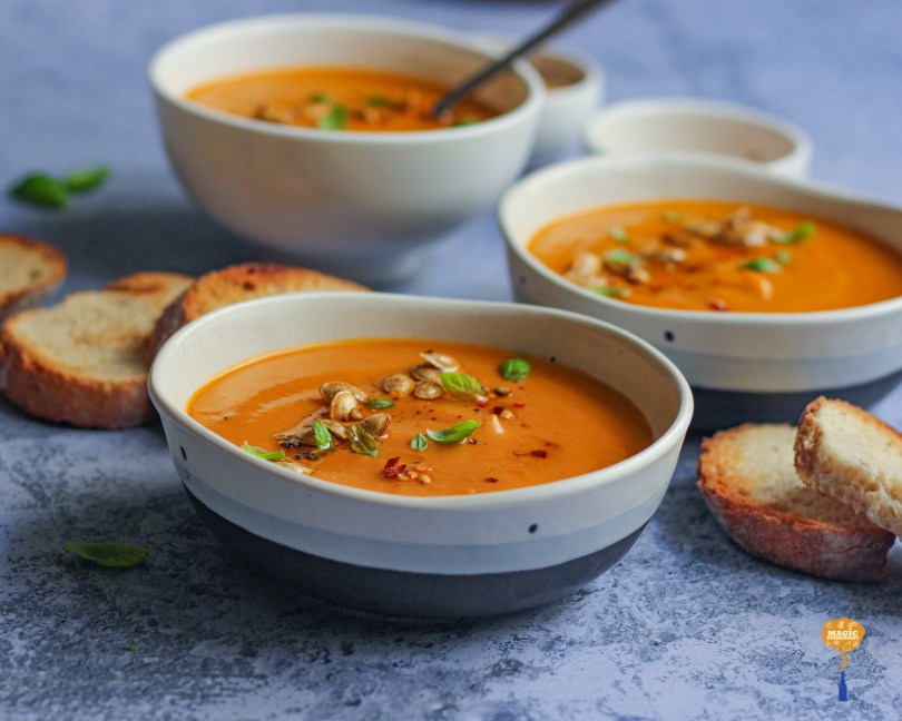 Photo of butternut squash basil coconut soup