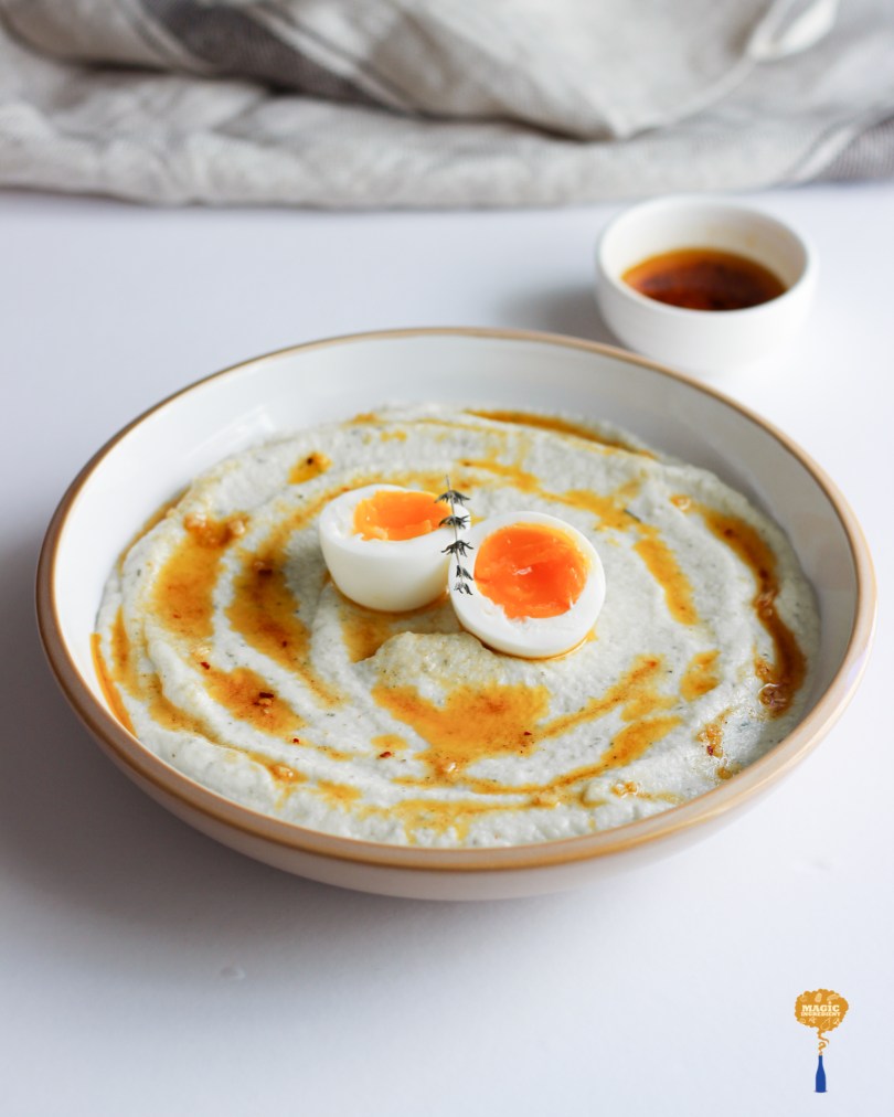 Photo of Cauliflower mash with herbs and soft boiled eggs