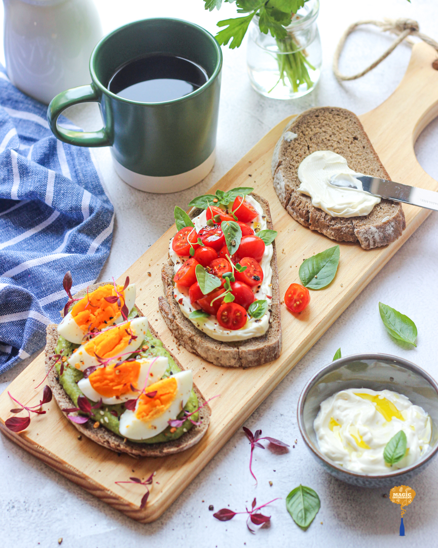 photo of Lebnah Green Humus Toast with microgreens
