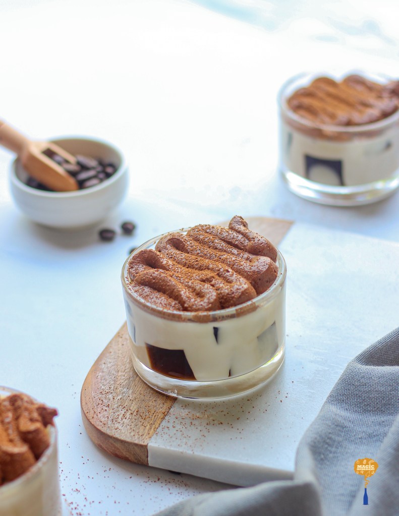 photo of coffee jelly pannacotta with whipped chocolate cream