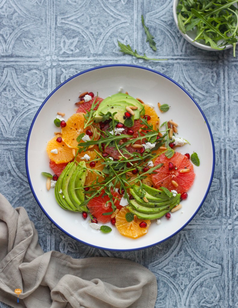 orange grapefruit avocado salad with lemon vinaigrette 