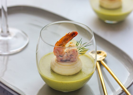 Savory Pannacota with shrimps