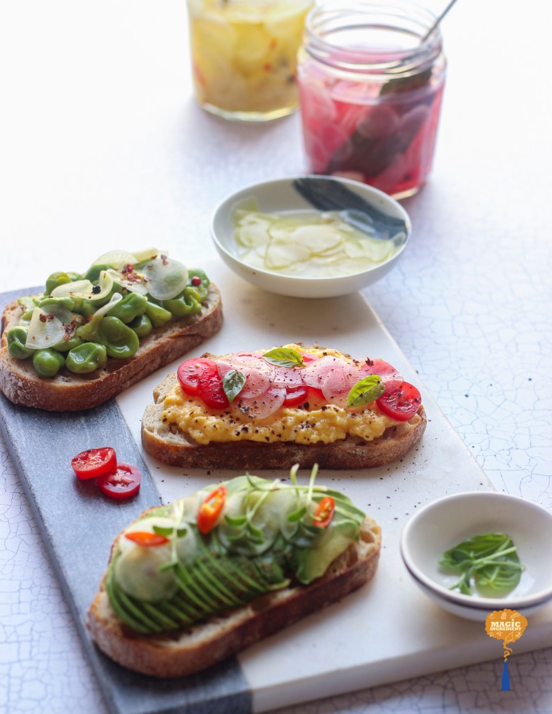 toast with pickled radish