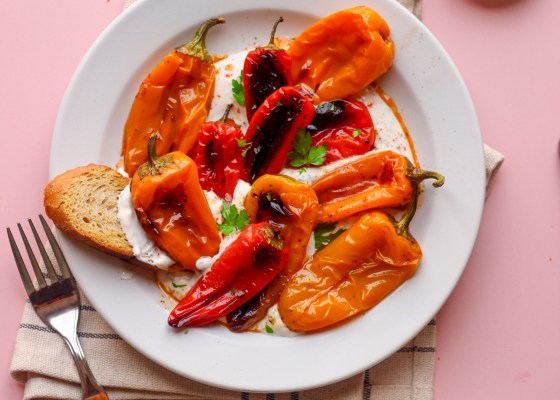 Balsamic roasted sweet peppers with whipped feta