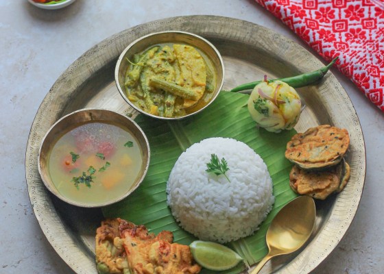 Assamese style Pumpkin tender stems in mustard sauce