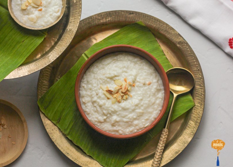 Assamese rice pudding in coconut milk