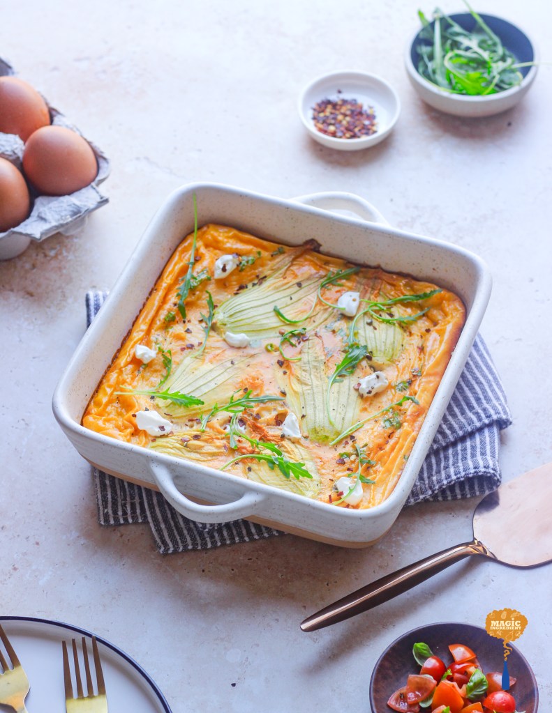 labneh stuffed squash frittata