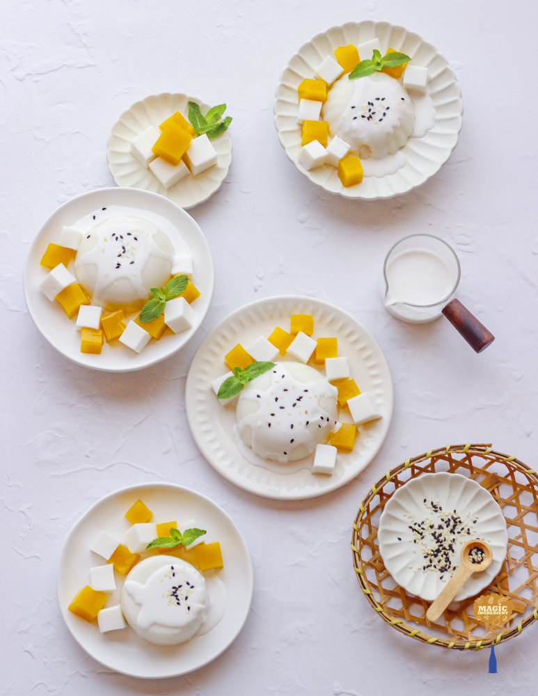 Thai mango sticky rice Panna cotta