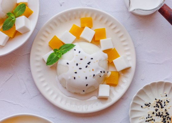 Thai mango sticky rice Panna cotta