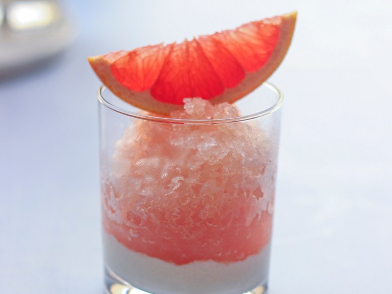 Grapefruit granita with honey labneh
