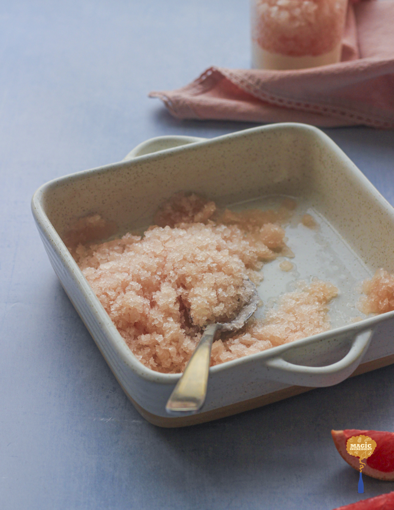 Grapefruit granita with honey labneh