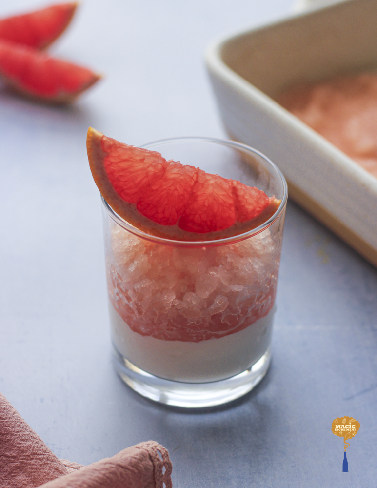 Grapefruit granita with honey labneh