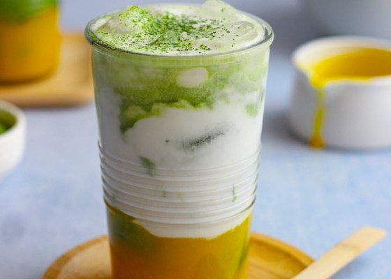 Mango matcha latte