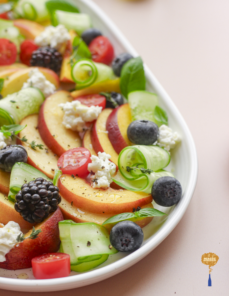 nectarines, berries and cucumber salad with herb vinaigrette