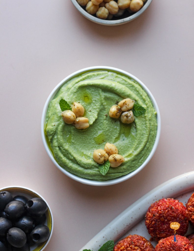 Mezze with herb hummus for the national day
