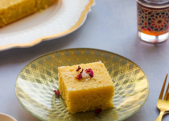 coconut rose Basbousa