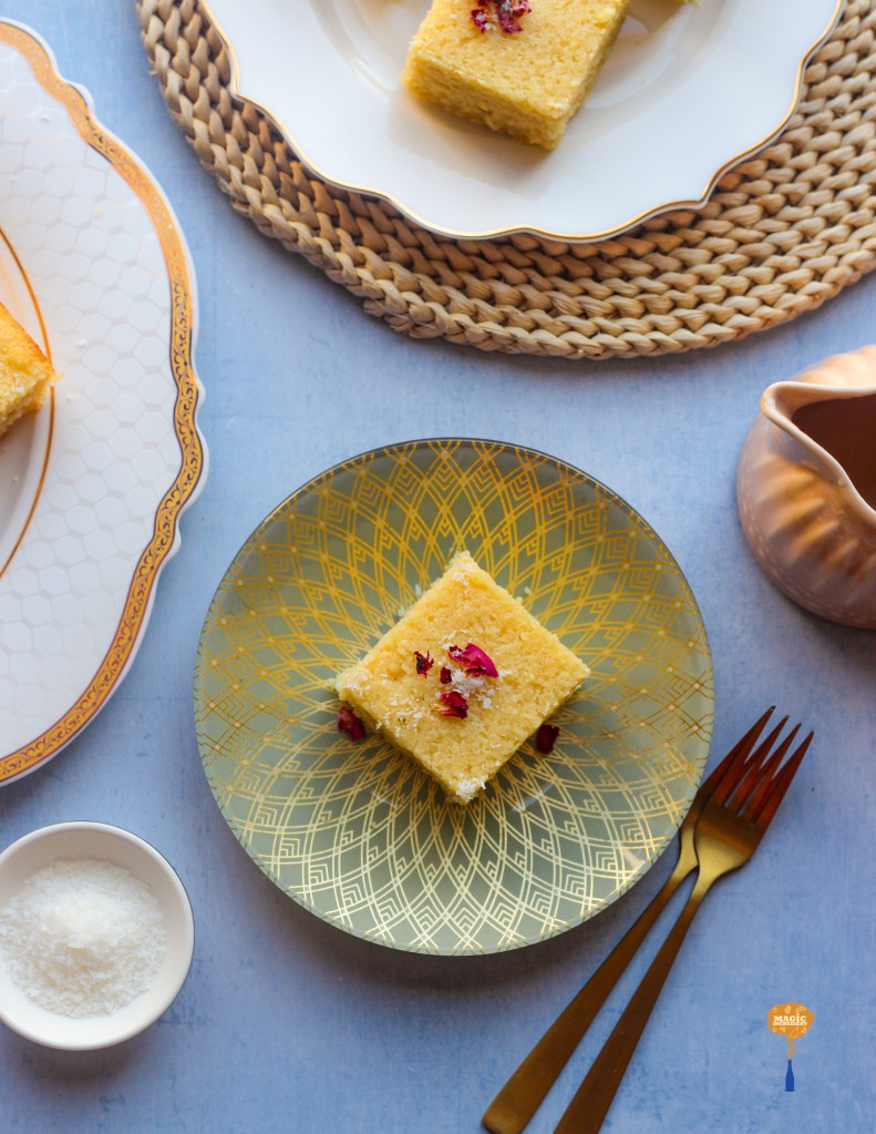 coconut rose Basbousa