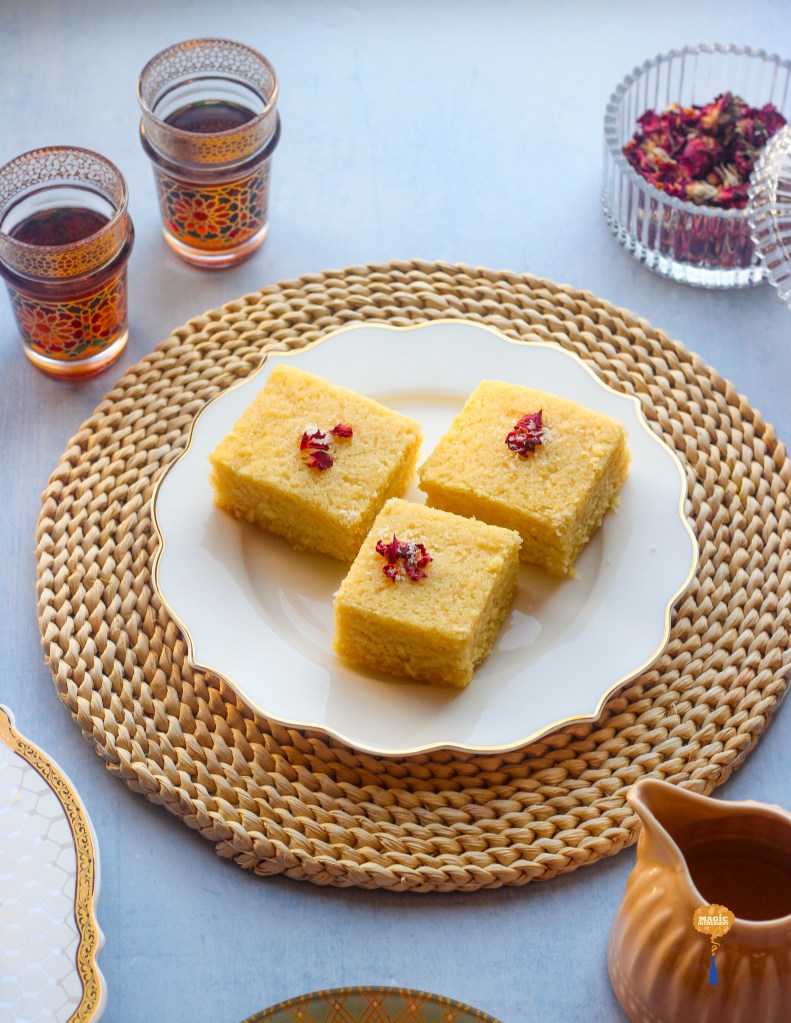 coconut rose Basbousa
