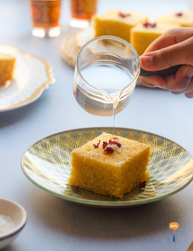 coconut rose Basbousa