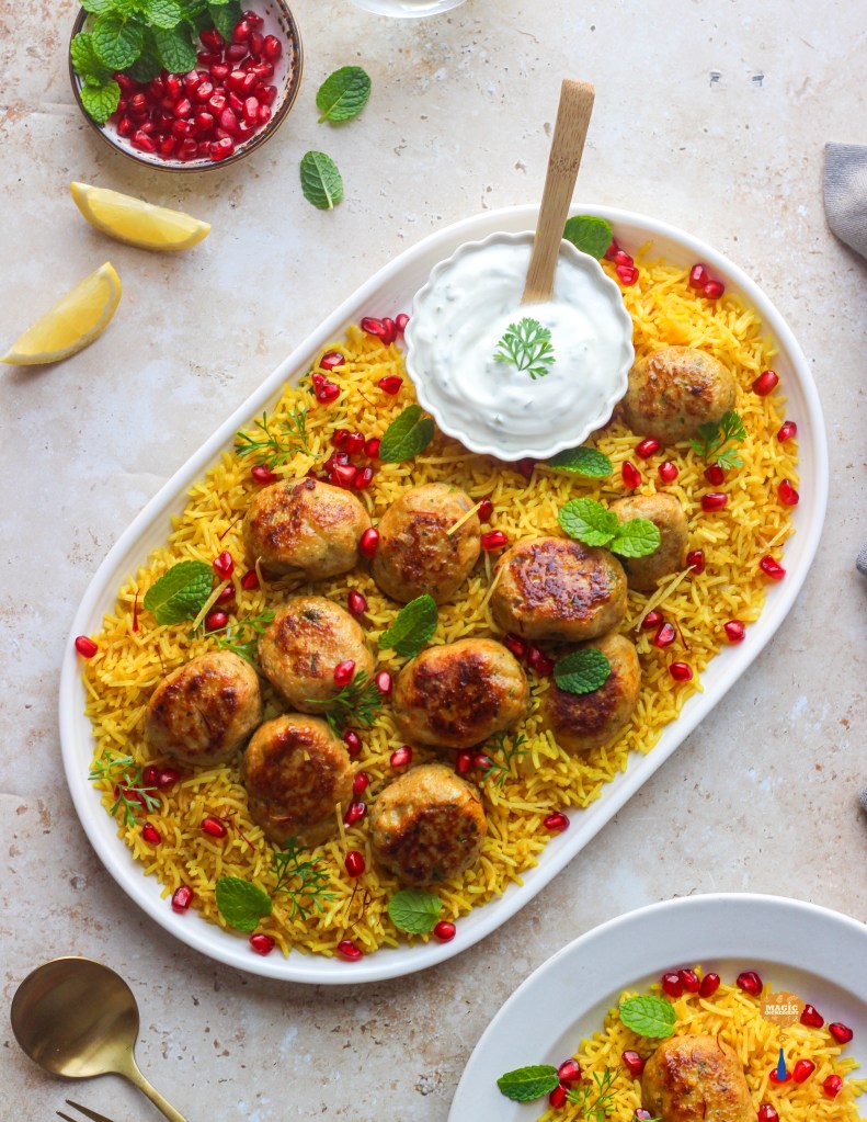 Moroccan meatballs rice