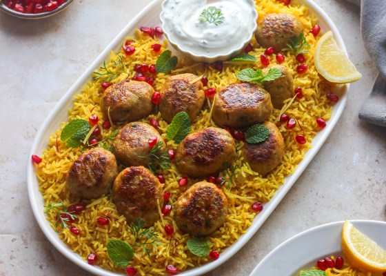 Moroccan meatballs rice