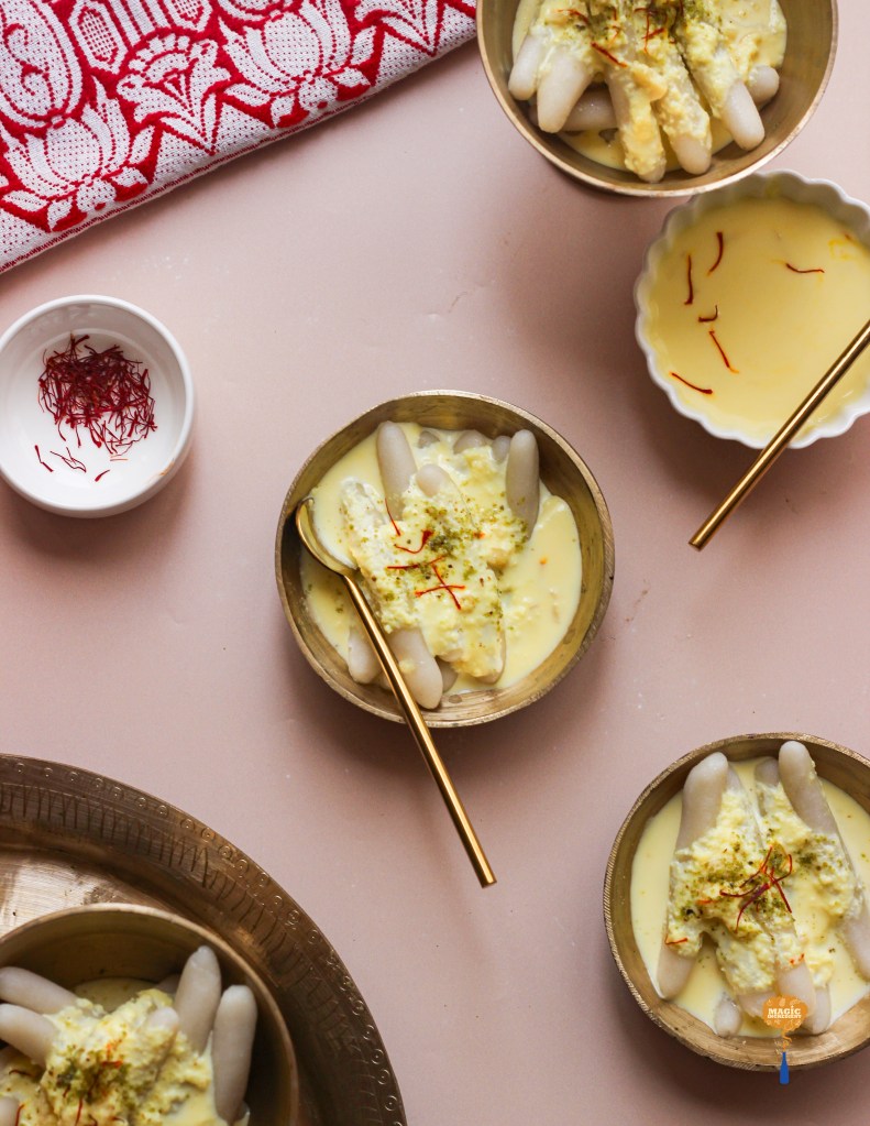 Anguli (finger) pitha with rabri