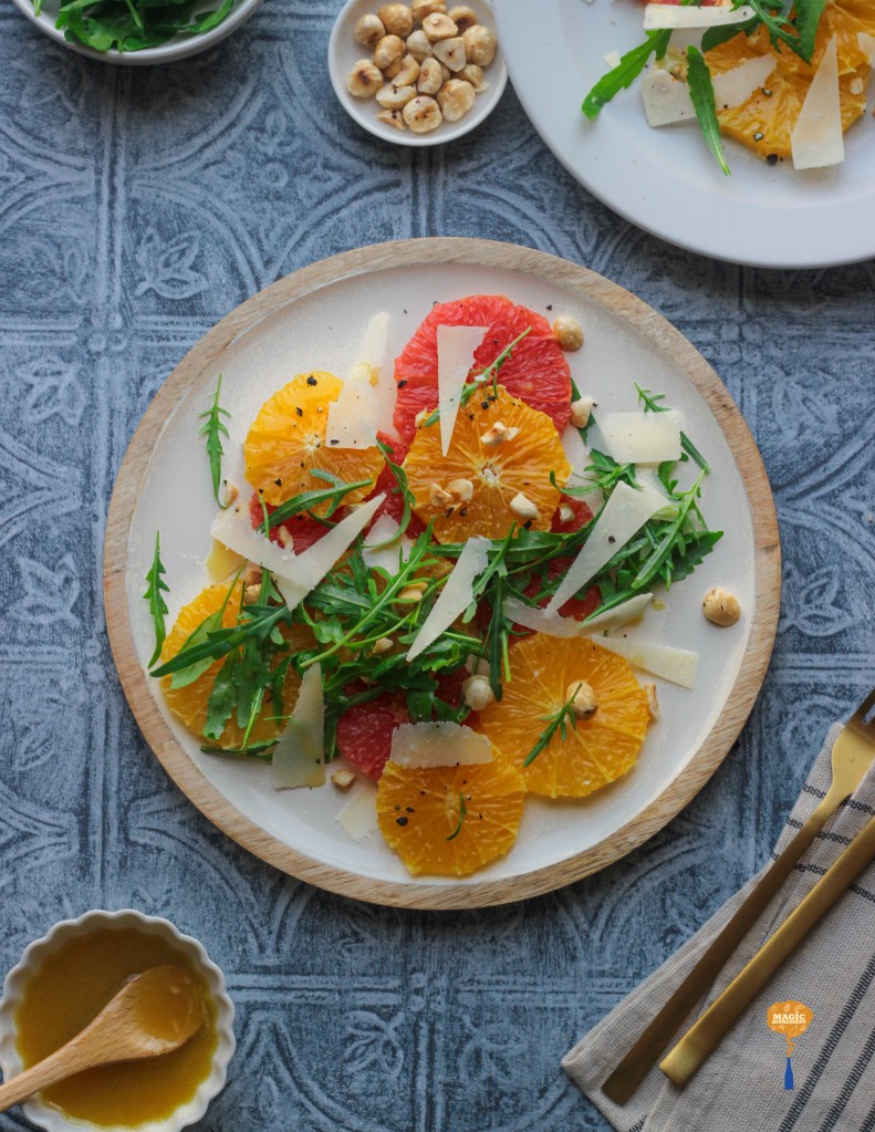 Ruby grapefruit salad and dressing