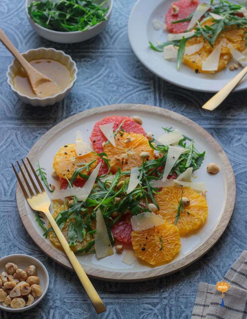 Ruby grapefruit salad and dressing
