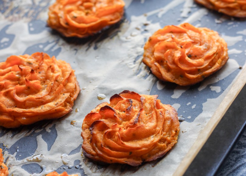 Duchess potatoes with sweet potato