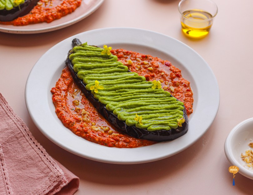 Eggplant steak with muhammra
