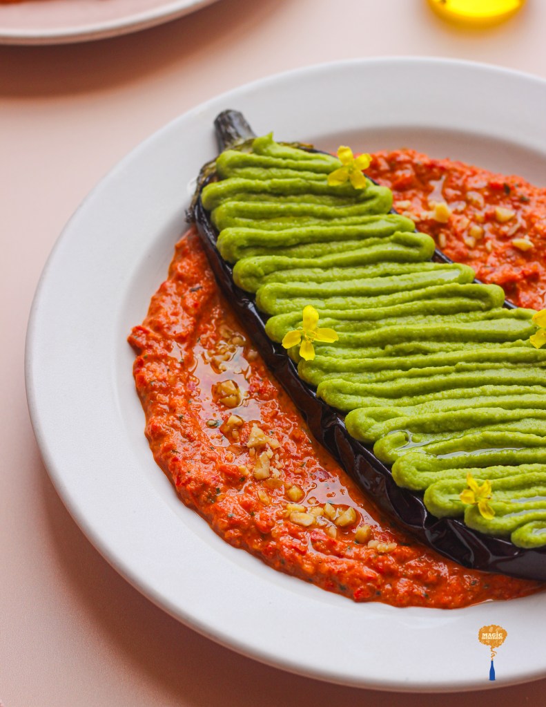 Eggplant steak with muhammra