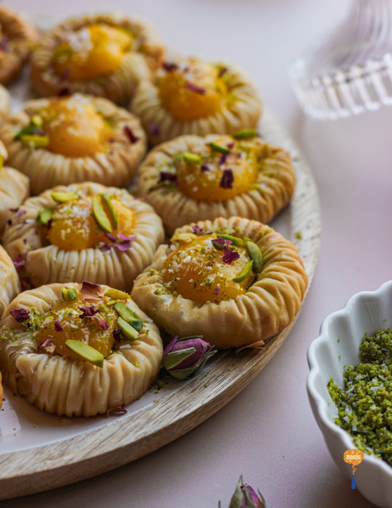 Mango stuffed filo pastry bracelets