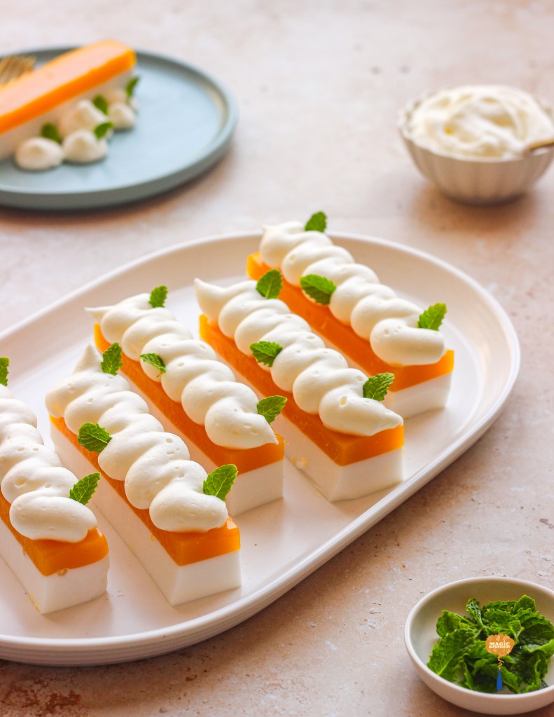 Mango coconut pannacotta slices
