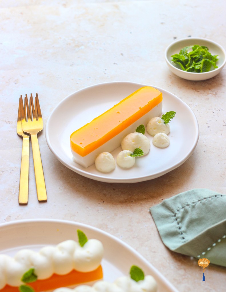 Mango coconut pannacotta slices