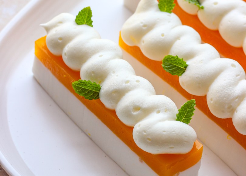 Mango coconut pannacotta slices