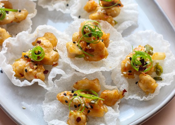 Orange fish in rice paper crackers