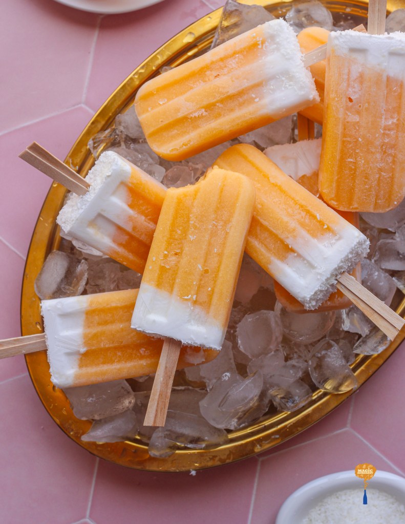 muskmelon and coconut popsicles