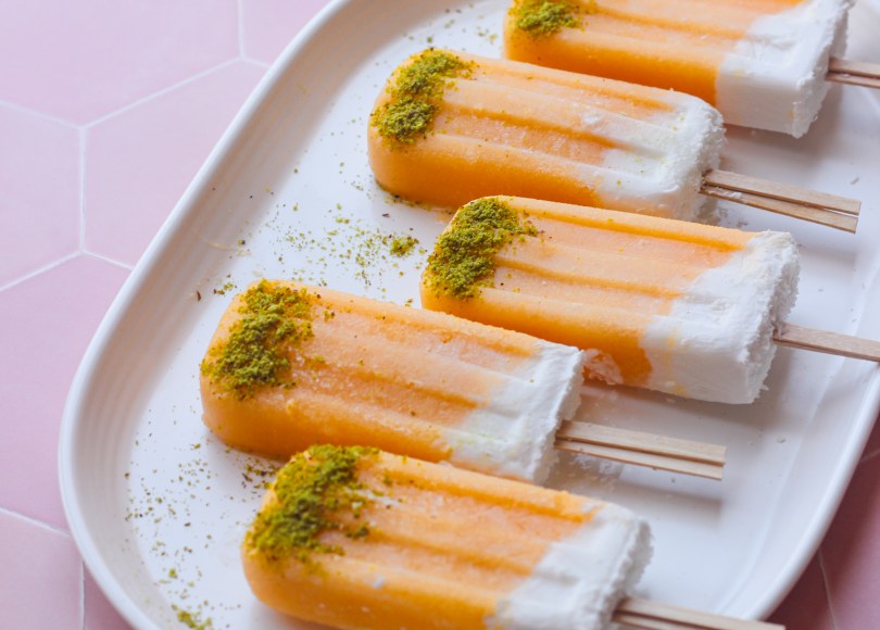 muskmelon and coconut popsicles