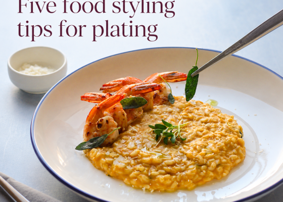 sweet potato risotto with sage butter shrimps