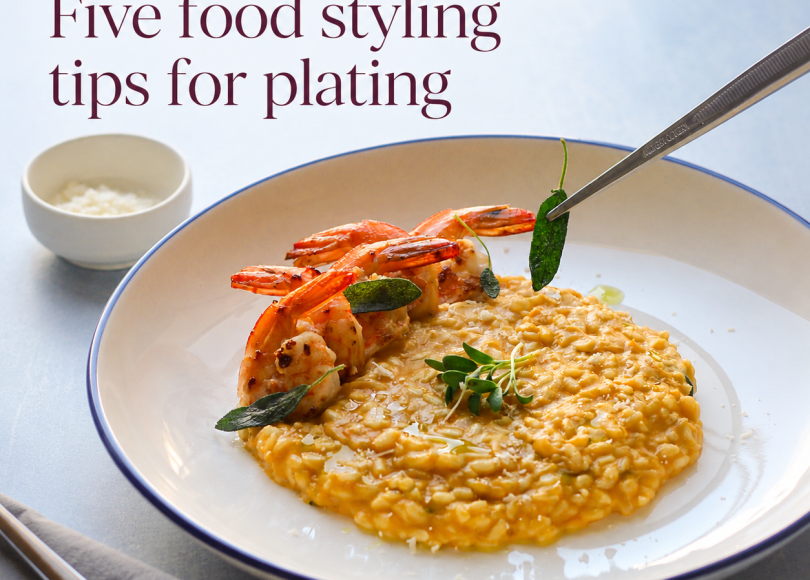sweet potato risotto with sage butter shrimps