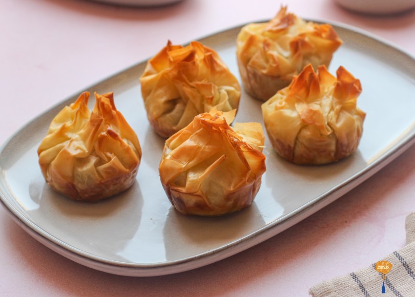 Curried spinach feta filo parcels