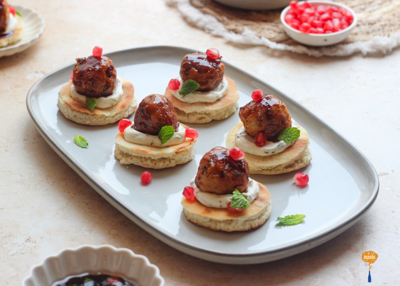 Meatballs in sticky pomegranate molasses sauce