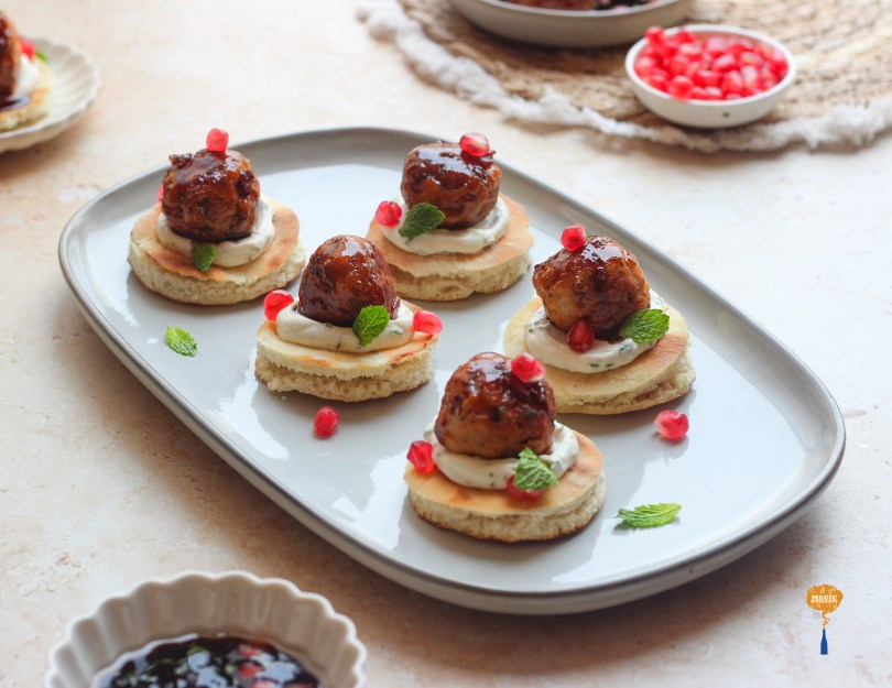 Meatballs in sticky pomegranate molasses sauce